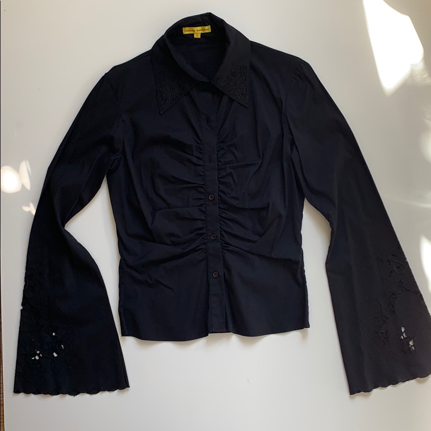Catherine Maladrino Black Dressy Blouse S